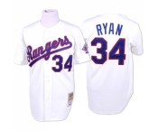 Men's Mitchell and Ness Texas Rangers #34 Nolan Ryan Authentic White Throwback MLB Jersey Men's Mitchell and Ness Texas Rangers #34 Nolan Ryan Authentic White Throwback MLB Jersey