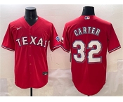 Men's Texas Rangers #32 Evan Carter Red Cool Base Stitched Baseball Jersey