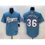 Men's Texas Rangers #36 Wyatt Langford Blue Limited Stitched Baseball Jersey