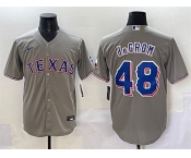 Men's Texas Rangers #48 Jacob deGrom Gray With Patch Cool Base Stitched Baseball Jersey
