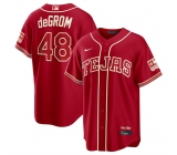 Men's Texas Rangers #48 Jacob deGrom Red 2026 City Connect Stadium Stitched Baseball Jersey