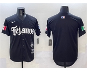 Men's Texas Rangers Blank Black Mexico 2025 Vapor Premier Limited Stitched Baseball Jersey