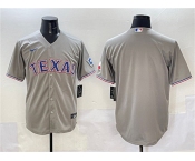 Men's Texas Rangers Blank Gray With Patch Cool Base Stitched Baseball Jersey