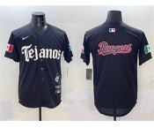 Men's Texas Rangers Team Big Logo Black Mexico 2025 Vapor Premier Limited Stitched Baseball Jersey