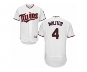 Men's Majestic Minnesota Twins #4 Paul Molitor White Flexbase Authentic Collection MLB Jersey