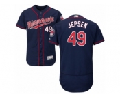 Men's Majestic Minnesota Twins #49 Kevin Jepsen Navy Blue Flexbase Authentic Collection MLB Jersey