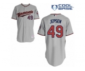 Men's Majestic Minnesota Twins #49 Kevin Jepsen Replica Grey Road Cool Base MLB Jersey
