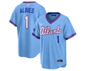 Men's Atlanta Braves #1 Ozzie Albies Powder Blue 2026 City Connect Stadium Stitched Baseball Jersey
