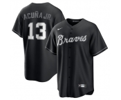 Men's Atlanta Braves #13 Ronald Acuna Jr. Black Lights Out Limited Stitched Baseball Jersey