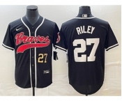 Men's Atlanta Braves #27 Austin Riley Number Black Cool Base Stitched Baseball Jersey