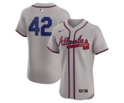 Men's Atlanta Braves #42 Jackie Robinson Gray Flex Base Stitched Jersey