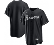 Men's Atlanta Braves Blank Black Lights Out Limited Stitched Baseball Jersey