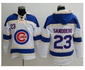 Chicago Cubs #23 Ryne Sandberg White Sawyer Hooded Sweatshirt Baseball Hoodie Chicago Cubs #23 Ryne Sandberg White Sawyer Hooded Sweatshirt Baseball Hoodie