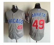 Chicago Cubs #49 Jake Arrieta Grey Flexbase Authentic Collection Road Stitched MLB Jersey
