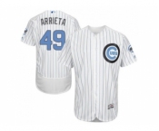 Chicago Cubs #49 Jake Arrieta White(Blue Strip) Flexbase Authentic Collection 2016 Father's Day Stitched Baseball Jersey