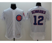 Men Chicago Cubs #12 Kyle Schwarber Majestic white stripe Flexbase Authentic Collection Player Jersey Men Chicago Cubs #12 Kyle Schwarber Majestic white stripe Flexbase Authentic Collection Player Jersey