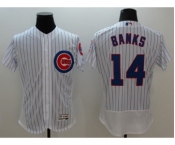 Men Chicago Cubs #14 Ernie Banks Majestic white stripe Flexbase Authentic Collection Player Jersey Men Chicago Cubs #14 Ernie Banks Majestic white stripe Flexbase Authentic Collection Player Jersey