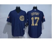 Men Chicago Cubs #17 Kris Bryant Blue Camo New Cool Base Jerseys