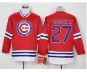 Men Chicago Cubs #27 Addison Russell Red Long Sleeve Stitched Baseball Jersey Men Chicago Cubs #27 Addison Russell Red Long Sleeve Stitched Baseball Jersey