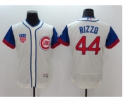 Men Chicago Cubs #44 Anthony Rizzo Majestic Cream Blue Flexbase Authentic Collection Player Jersey