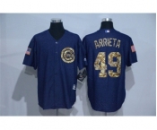 Men Chicago Cubs #49 Jake Arrieta Blue Camo New Cool Base Jerseys