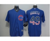 Men Chicago Cubs #49 Jake Arrieta Blue USA Flag Fashion Cool Base Jersey