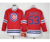 Men Chicago Cubs #53 Trevor Cahill Red Long Sleeve Stitched Baseball Jersey Men Chicago Cubs #53 Trevor Cahill Red Long Sleeve Stitched Baseball Jersey