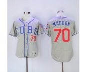 Men Chicago Cubs #70 Joe Maddon Majestic Gray stripe Flexbase Authentic Collection Player Jersey