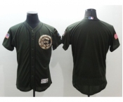 Men Chicago Cubs Blank Majestic Green Salute to Service Flexbase Authentic Collection Jersey