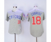 Men's Chicago Cubs #18 Ben Zobrist Majestic Gray Flexbase Authentic Collection Player Jersey