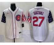 Men's Chicago Cubs #27 Seiya Suzuki White 2025 Independence Day Vapor Premier Limited Stitched Baseball Jersey