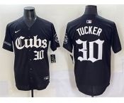 Men's Chicago Cubs #30 Kyle Tucker Black 'Gothic North Side Edition' Vapor Premier Limited Stitched Baseball Jersey