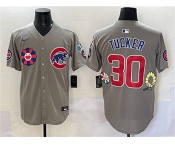 Men's Chicago Cubs #30 Kyle Tucker Gray 2025 Tokyo Series Limited Stitched Baseball Jersey