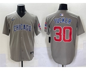 Men's Chicago Cubs #30 Kyle Tucker Gray Limited Stitched Baseball Jersey