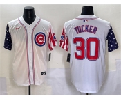 Men's Chicago Cubs #30 Kyle Tucker White 2025 Independence Day Vapor Premier Limited Stitched Baseball Jersey
