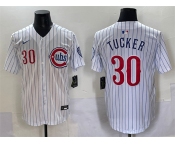 Men's Chicago Cubs #30 Kyle Tucker White Pinstripe 2nd Alternate Limited Stitched Baseball Jersey