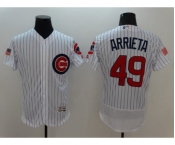 Men's Chicago Cubs #49 Jake Arrieta Majestic White Fashion Stars & Stripes Cool Base Player Jersey