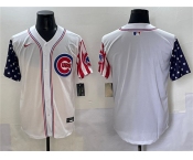 Men's Chicago Cubs Blank White 2025 Independence Day Vapor Premier Limited Stitched Baseball Jersey