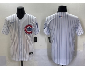 Men's Chicago Cubs Blank White Pinstripe 2nd Alternate Limited Stitched Baseball Jersey