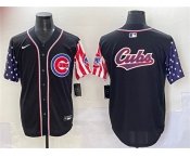 Men's Chicago Cubs Team Big Logo Black 2025 Independence Day Vapor Premier Limited Stitched Baseball Jersey