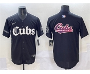 Men's Chicago Cubs Team Big Logo Black 'Gothic North Side Edition' Vapor Premier Limited Stitched Baseball Jersey