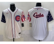 Men's Chicago Cubs Team Big Logo White 2025 Independence Day Vapor Premier Limited Stitched Baseball Jersey