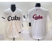 Men's Chicago Cubs Team Big Logo White 'Gothic North Side Edition' Vapor Premier Limited Stitched Baseball Jersey