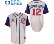 Men's Majestic Chicago Cubs #12 Kyle Schwarber Authentic Cream Blue 1942 Turn Back The Clock MLB Jersey Men's Majestic Chicago Cubs #12 Kyle Schwarber Authentic Cream Blue 1942 Turn Back The Clock MLB Jersey