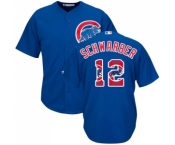 Men's Majestic Chicago Cubs #12 Kyle Schwarber Authentic Royal Blue Team Logo Fashion Cool Base MLB Jersey Men's Majestic Chicago Cubs #12 Kyle Schwarber Authentic Royal Blue Team Logo Fashion Cool Base MLB Jersey