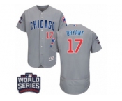 Men's Majestic Chicago Cubs #17 Kris Bryant Grey 2016 World Series Bound Flexbase Authentic Collection MLB Jersey