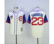 Men's Majestic Chicago Cubs #23 Ryne Sandberg Authentic Cream Blue 1942 Turn Back The Clock MLB Jersey