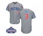Men's Majestic Chicago Cubs #3 David Ross Grey Road 2016 World Series Champions Flexbase Authentic Collection MLB Jersey Men's Majestic Chicago Cubs #3 David Ross Grey Road 2016 World Series Champions Flexbase Authentic Collection MLB Jersey