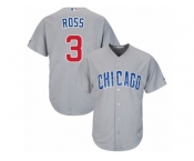 Men's Majestic Chicago Cubs #3 David Ross Replica Grey Road Cool Base MLB Jersey