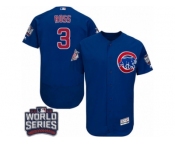 Men's Majestic Chicago Cubs #3 David Ross Royal Blue Alternate 2016 World Series Bound Flexbase Authentic Collection MLB Jersey